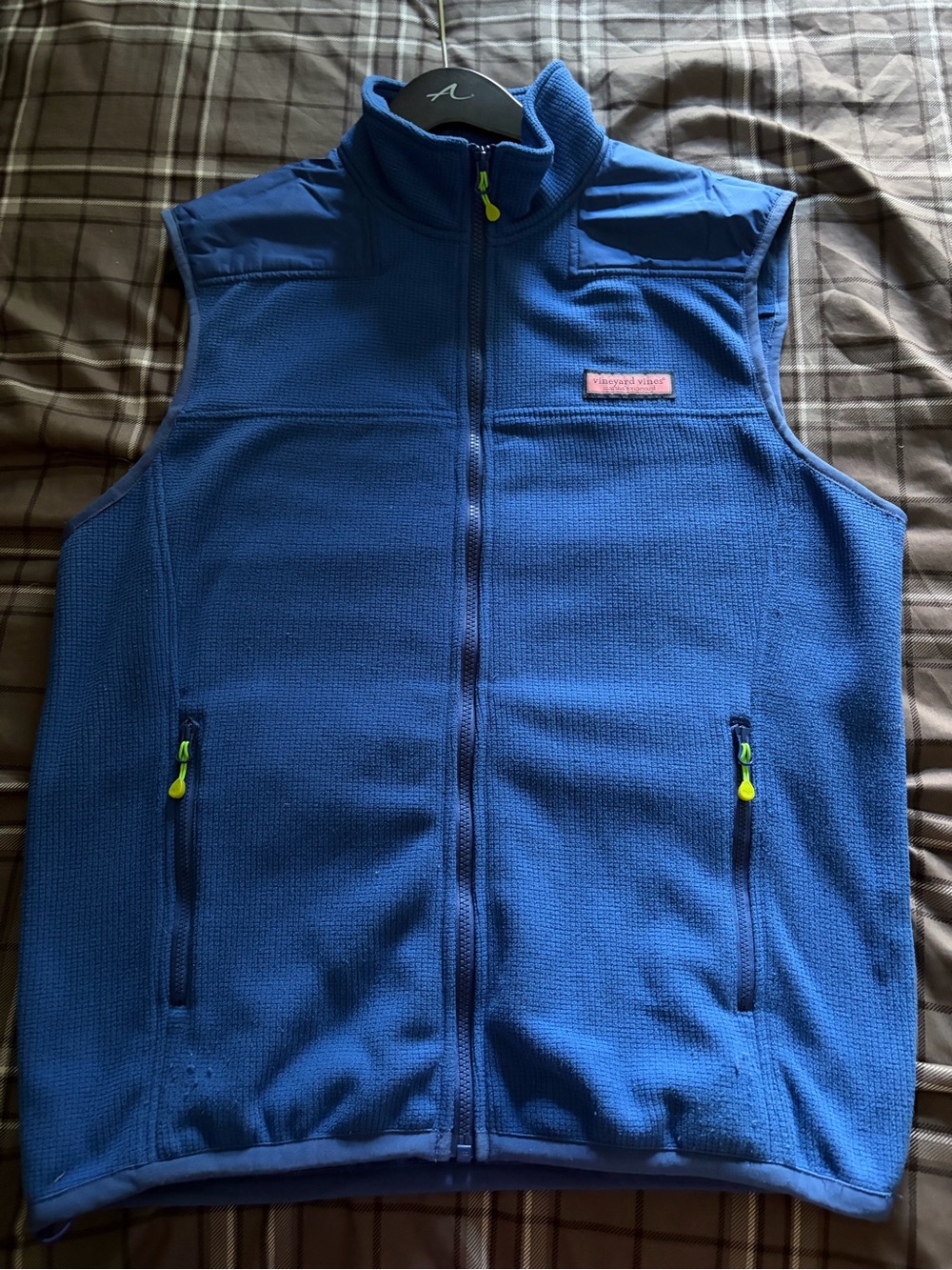 Vineyard Vines Royal Blue Kids Fleece Vest with Neon Accents